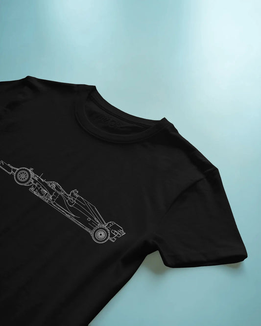 RaceLine Frontside | Minimal Racing Car Outline T-Shirt