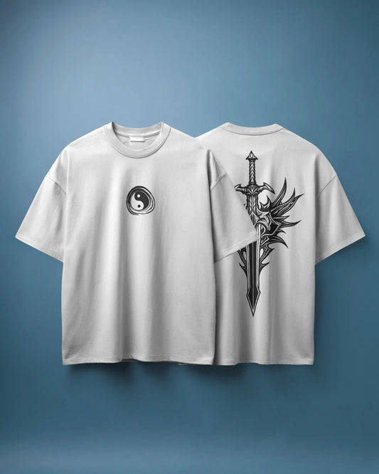 Shadow Balance | Yin Yang Front & Black Sword Back Oversized T-Shirt