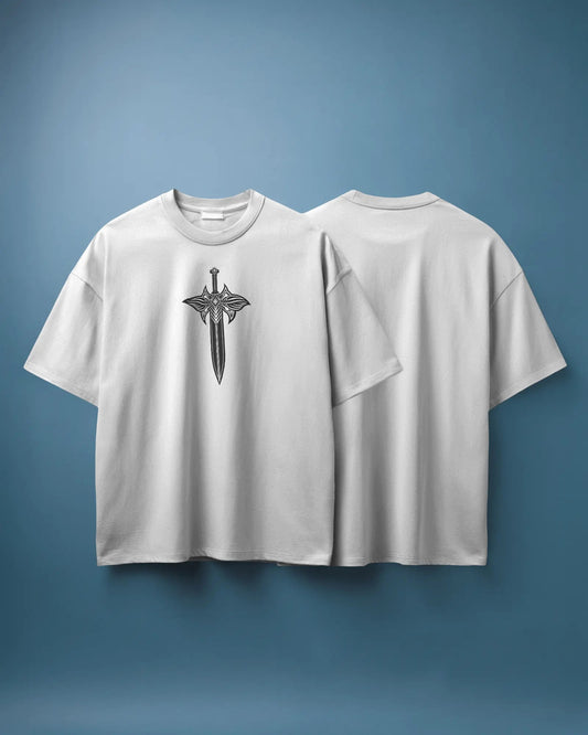 Silent Edge | Mini Sword Front & Plain Back Oversized T-Shirt