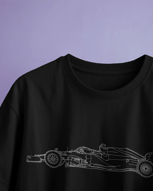RaceLine Frontside | Minimal Racing Car Outline T-Shirt