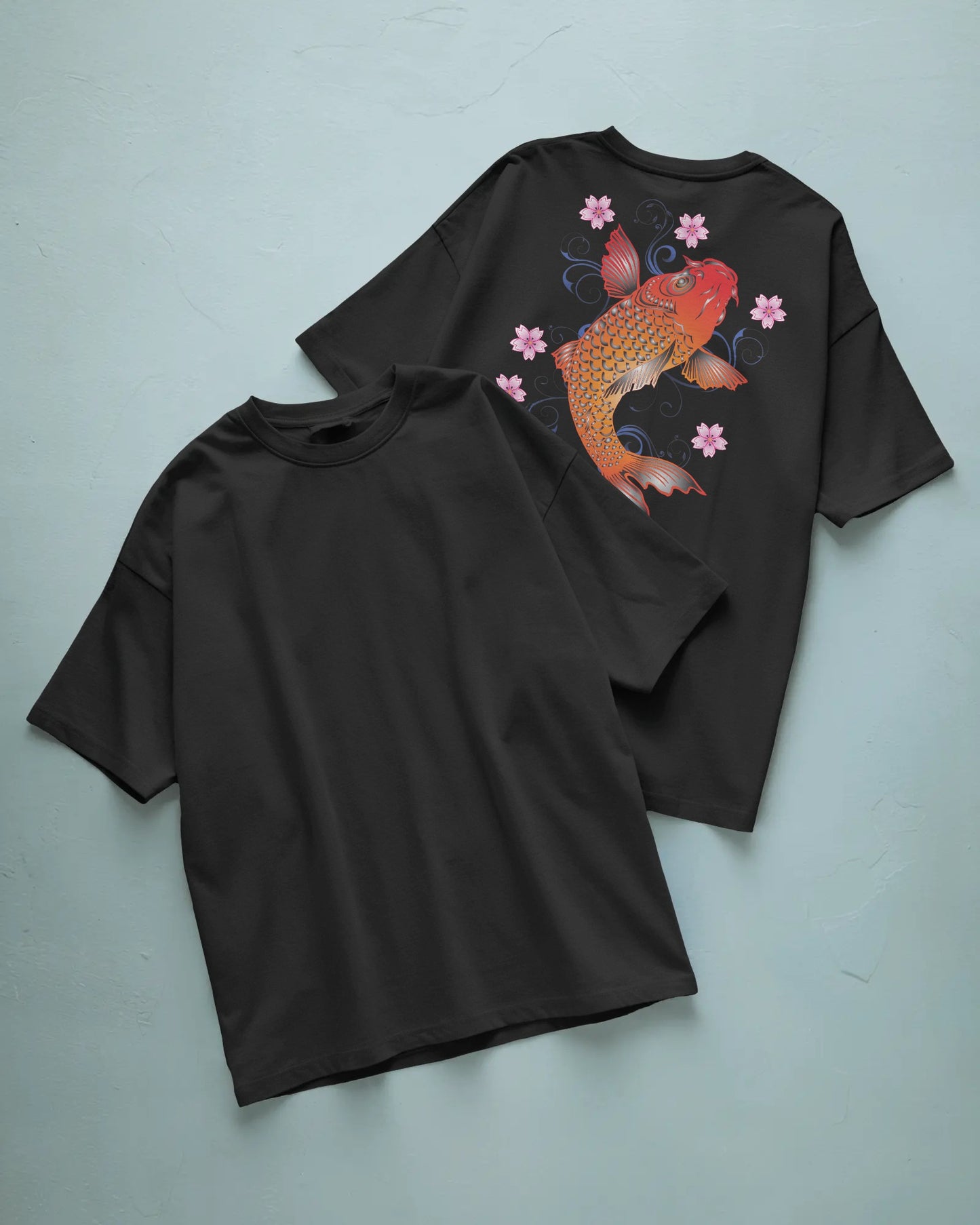 Balance Unfolded | Japanese Symbol Front & Floral Fish Back T-Shirt